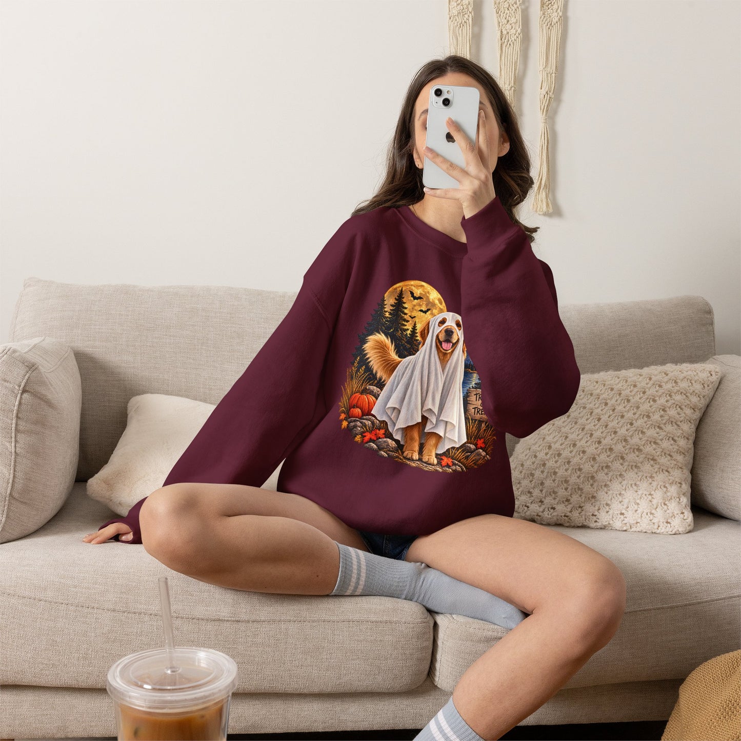 Golden Retriever Ghost Halloween Sweatshirt