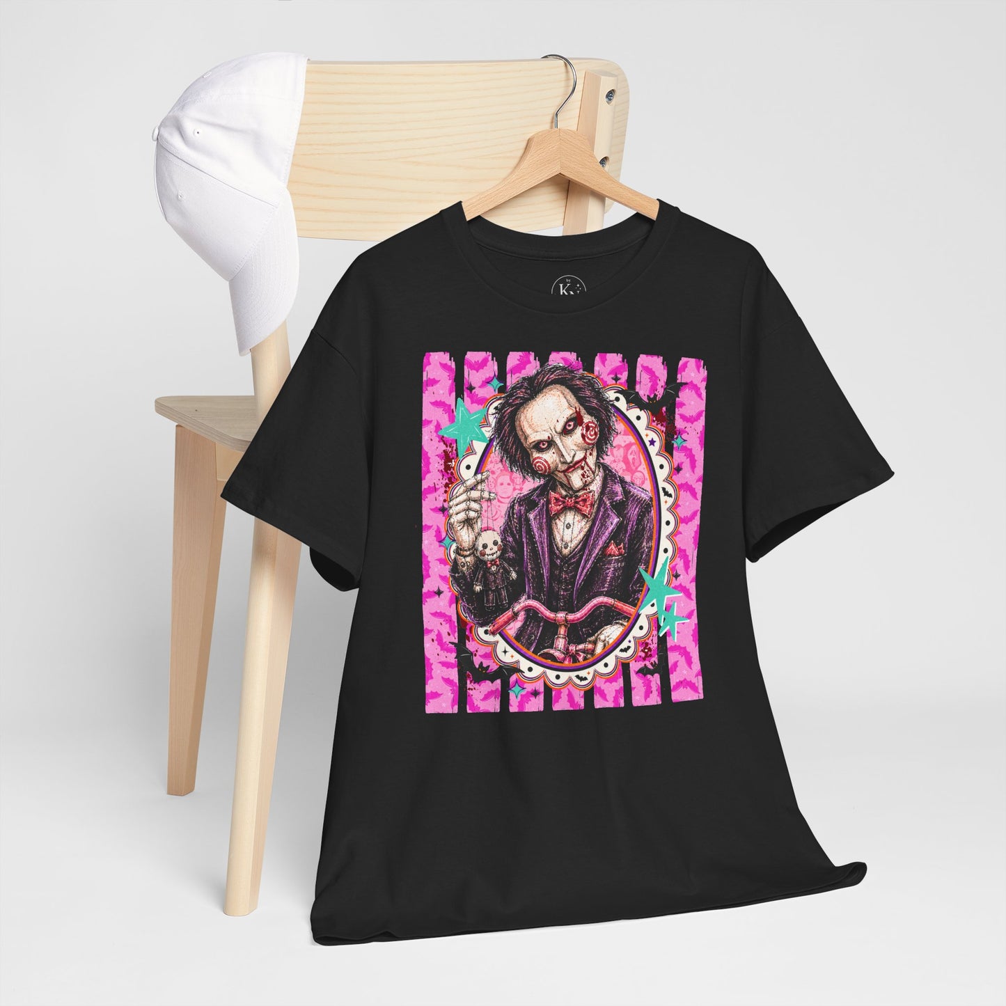 Saw Portrait Tee — Colorful Spooky Horror Shirt