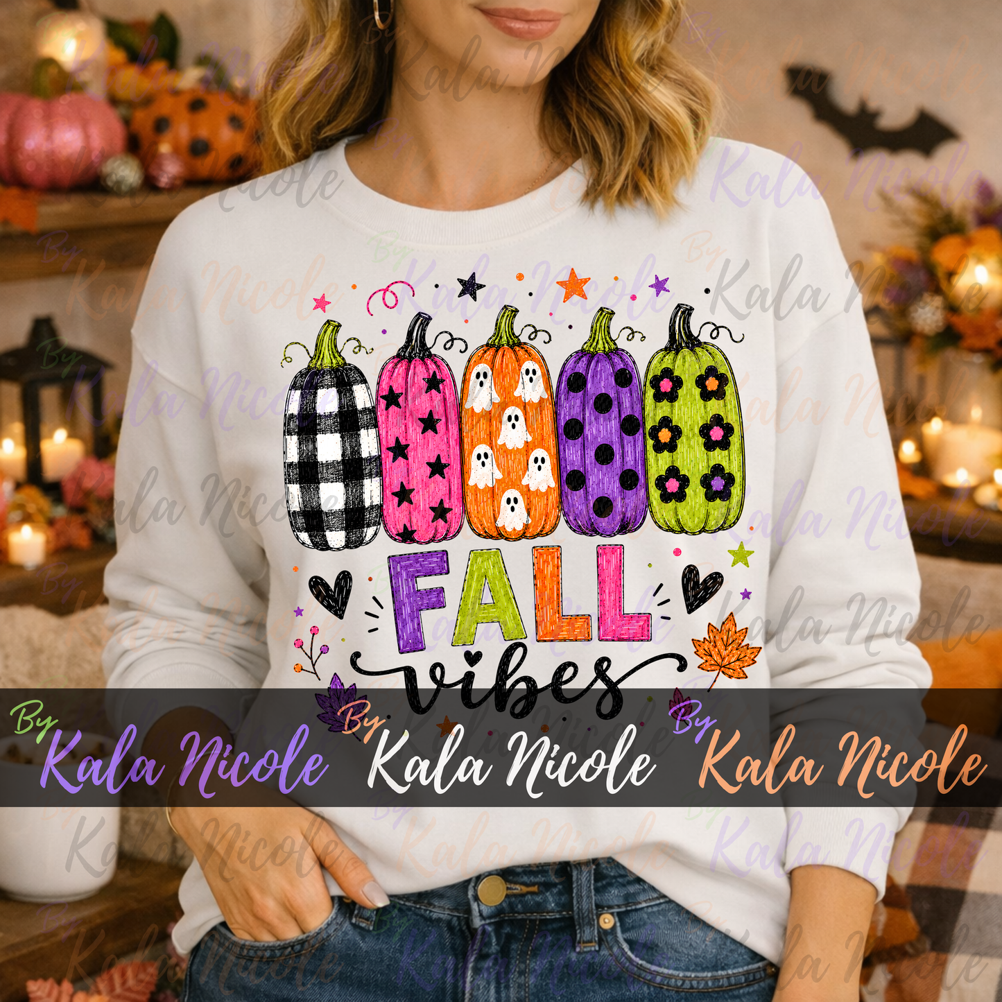 Fall Vibes PNG Bundle | Trendy Fall PNG | Cute Pumpkin Clipart (Digital Download)
