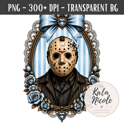 Coquette Horror Portrait PNG | Hockey Mask Slasher
