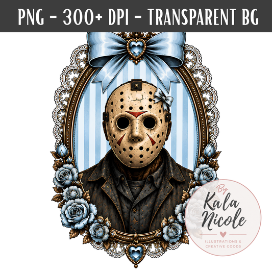Coquette Horror Portrait PNG | Hockey Mask Slasher