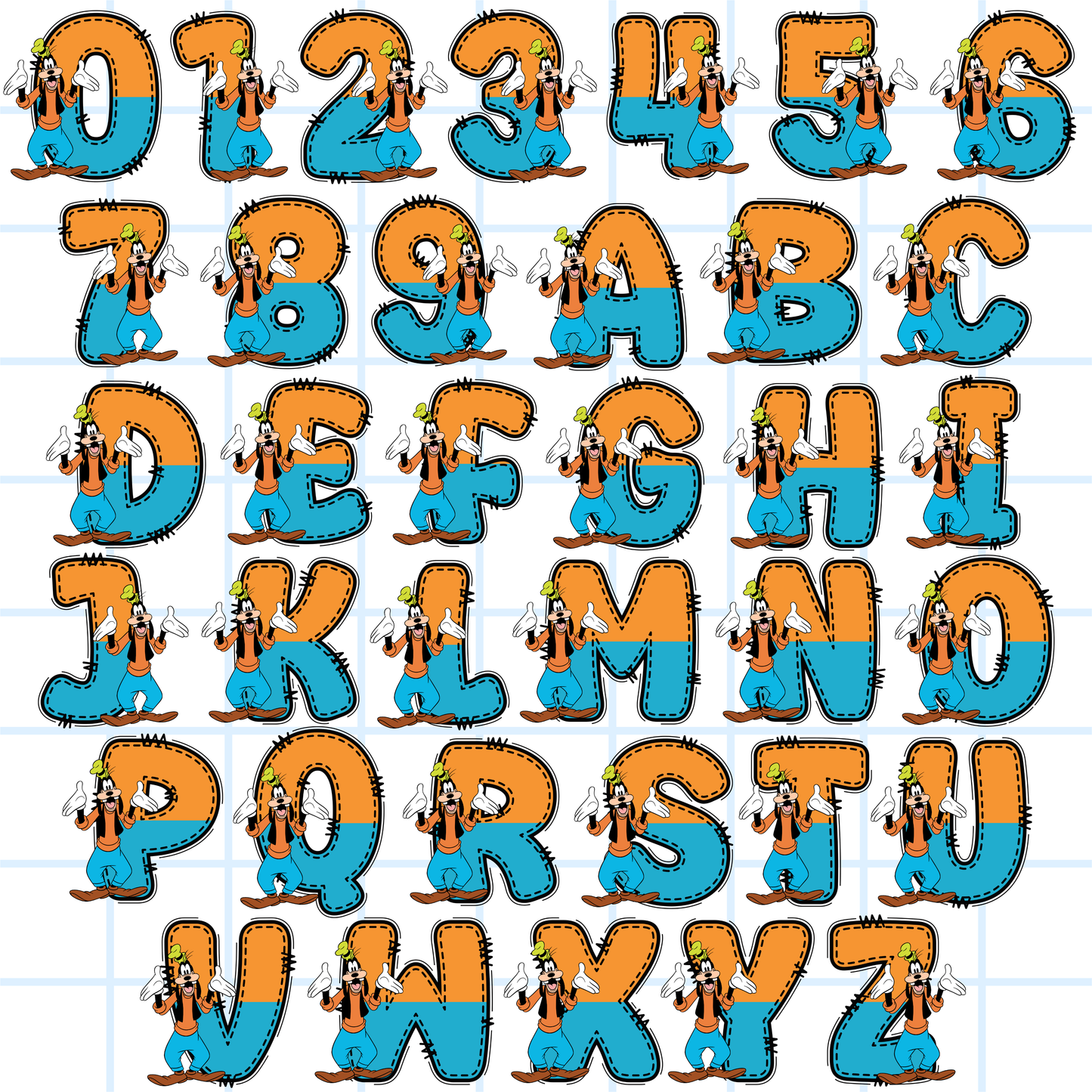 Mickey & Friends Alphabet PNG Bundle | ABC 123