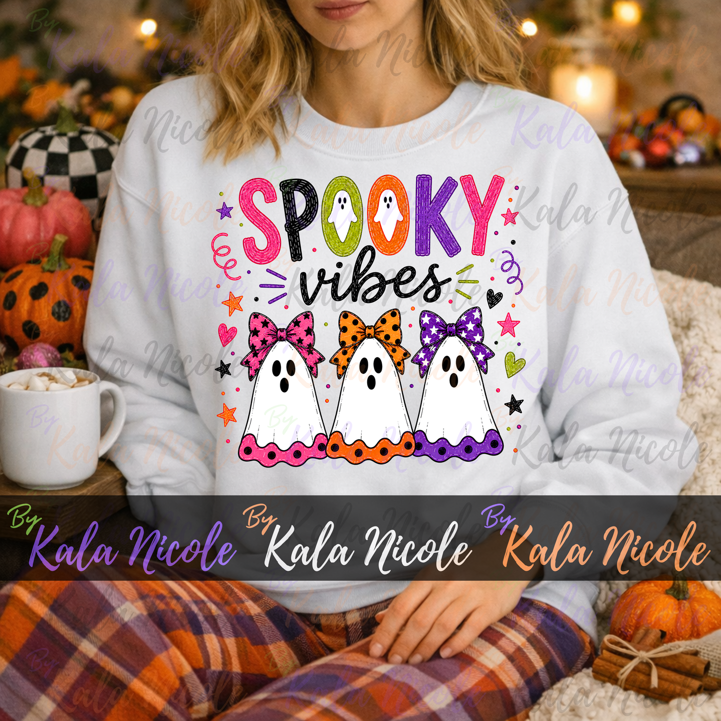 Spooky Vibes Doodle PNG Bundle | Trendy Fall Halloween PNG | Cute Ghost Clipart (Digital Download)