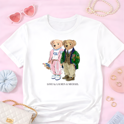 Personalized Couples T-Shirt — Custom Teddy Bear Graphic Tee | Gift for Him & Her