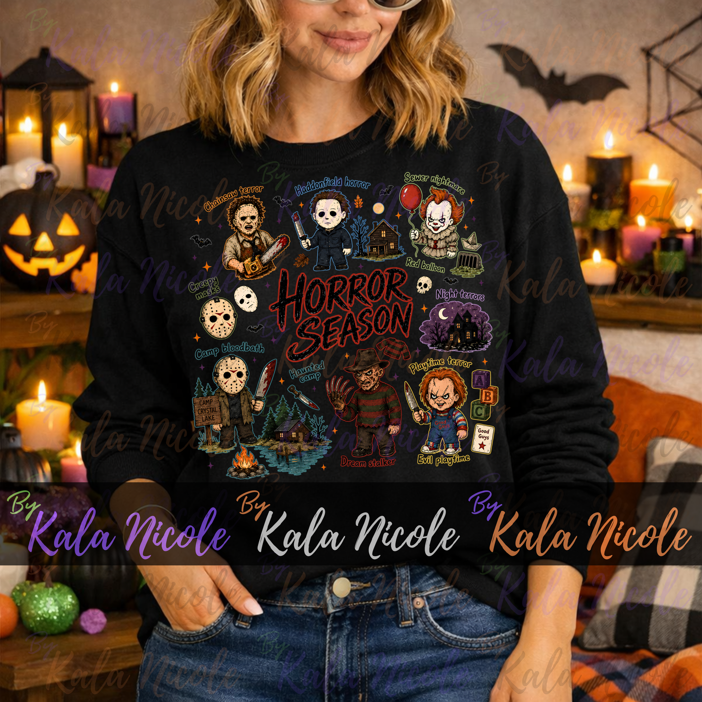 Horror Season Doodle PNG Bundle | Trendy Halloween PNG | Horror Movie Clipart (Digital Download)