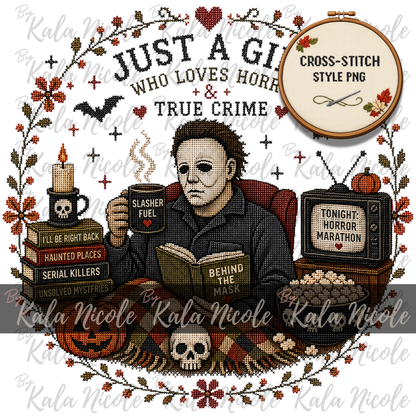 Horror Movie Cross-Stitch PNG | Michael Myers Just a Girl
