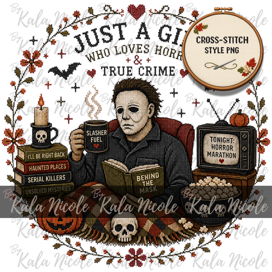 Horror Movie Cross-Stitch PNG | Michael Myers Just a Girl