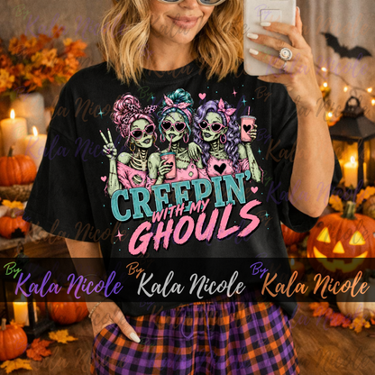 Creepin' With My Ghouls PNG | Trendy Halloween PNG | Fall PNG | Cute Zombie Clipart (Digital Download)
