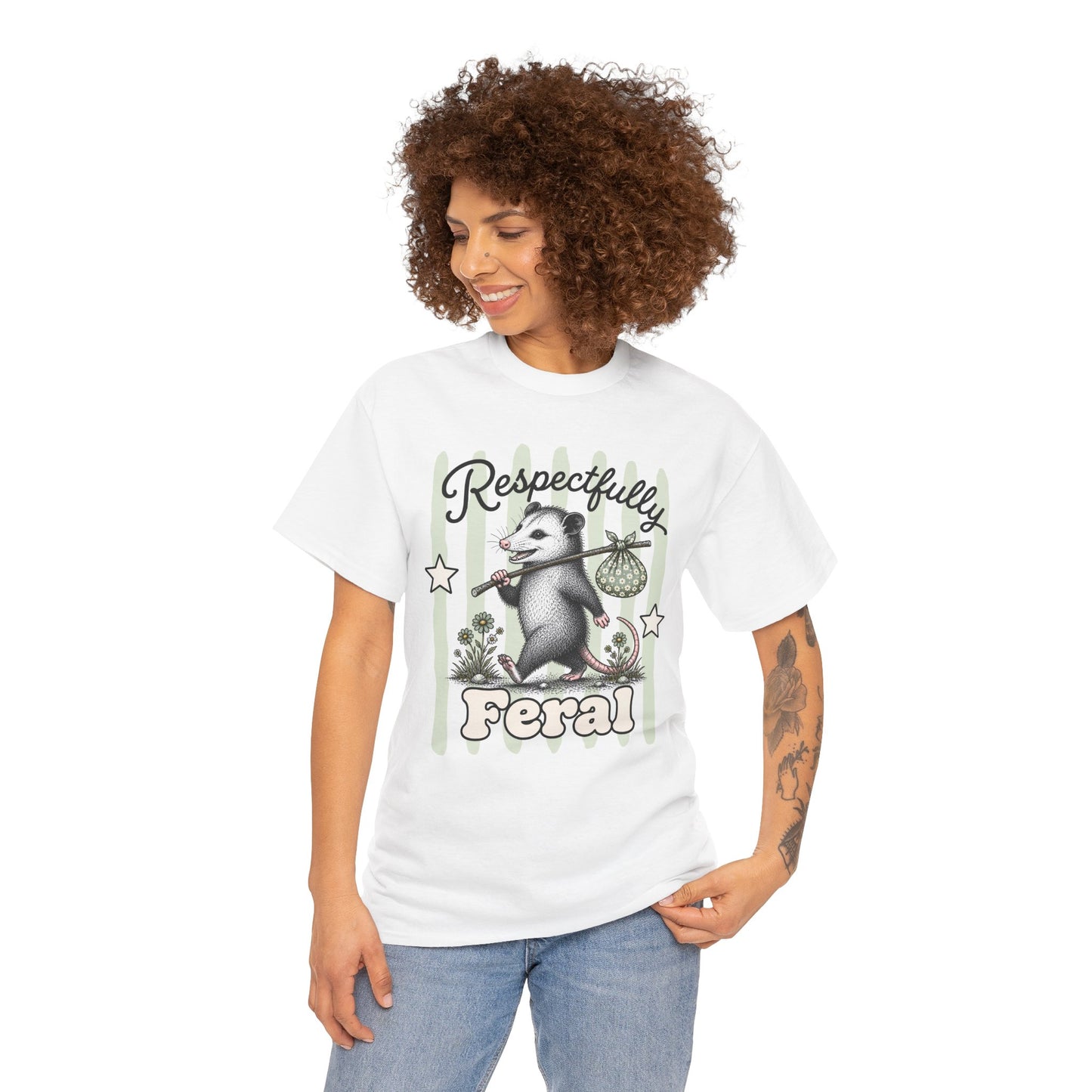 Respectfully Feral Retro Possum Graphic Tee