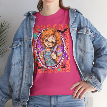 Chucky Portrait Tee — Colorful Spooky Horror Shirt