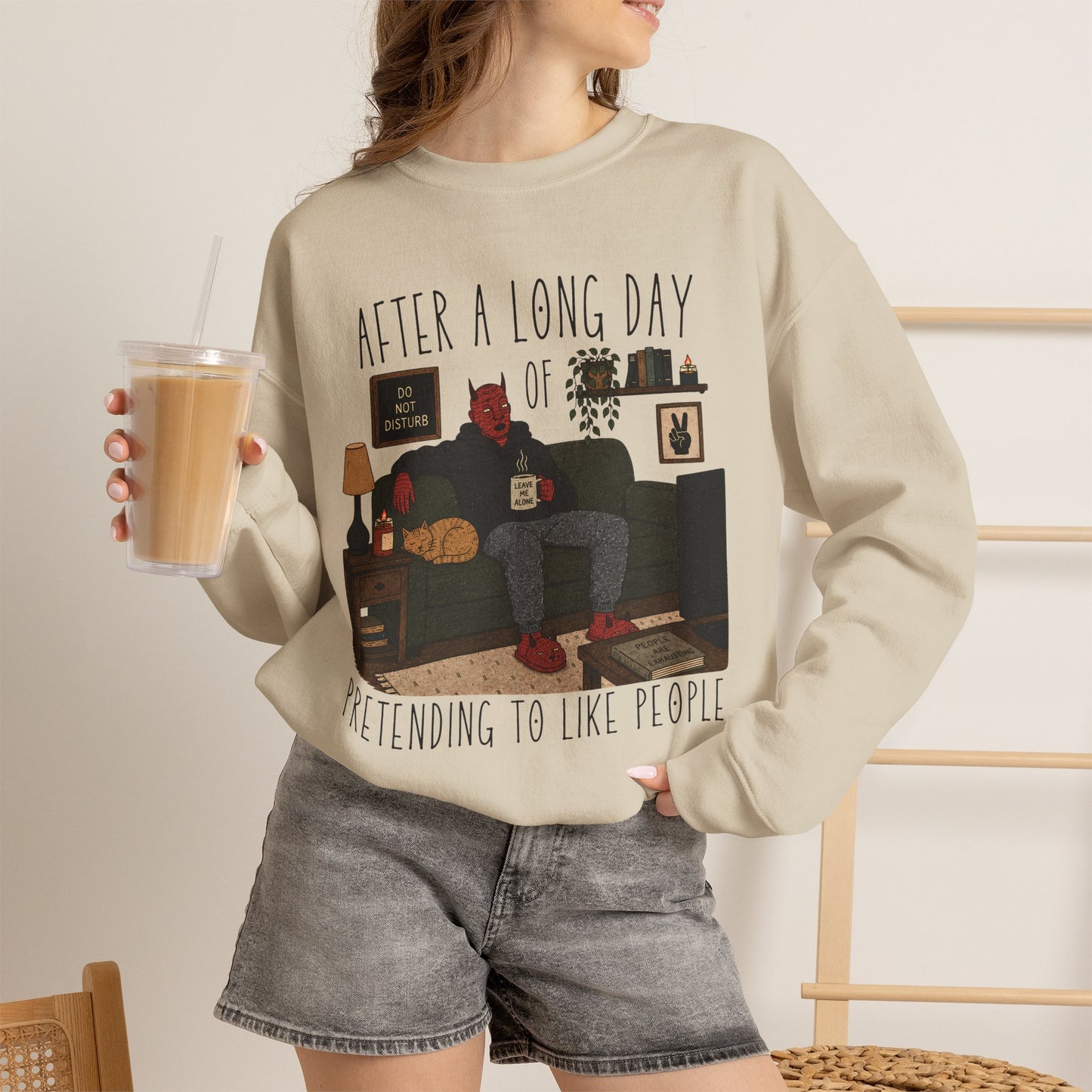 “After a Long Day of Pretending to Like People” Cozy Introvert Sweatshirt