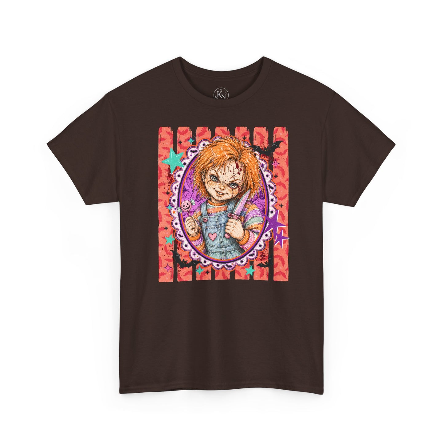 Chucky Portrait Tee — Colorful Spooky Horror Shirt