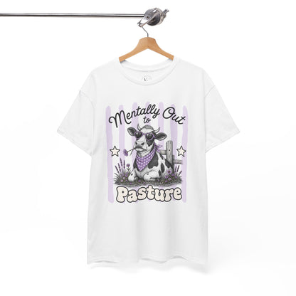 Mentally Out to Pasture Retro Cow Graphic Tee