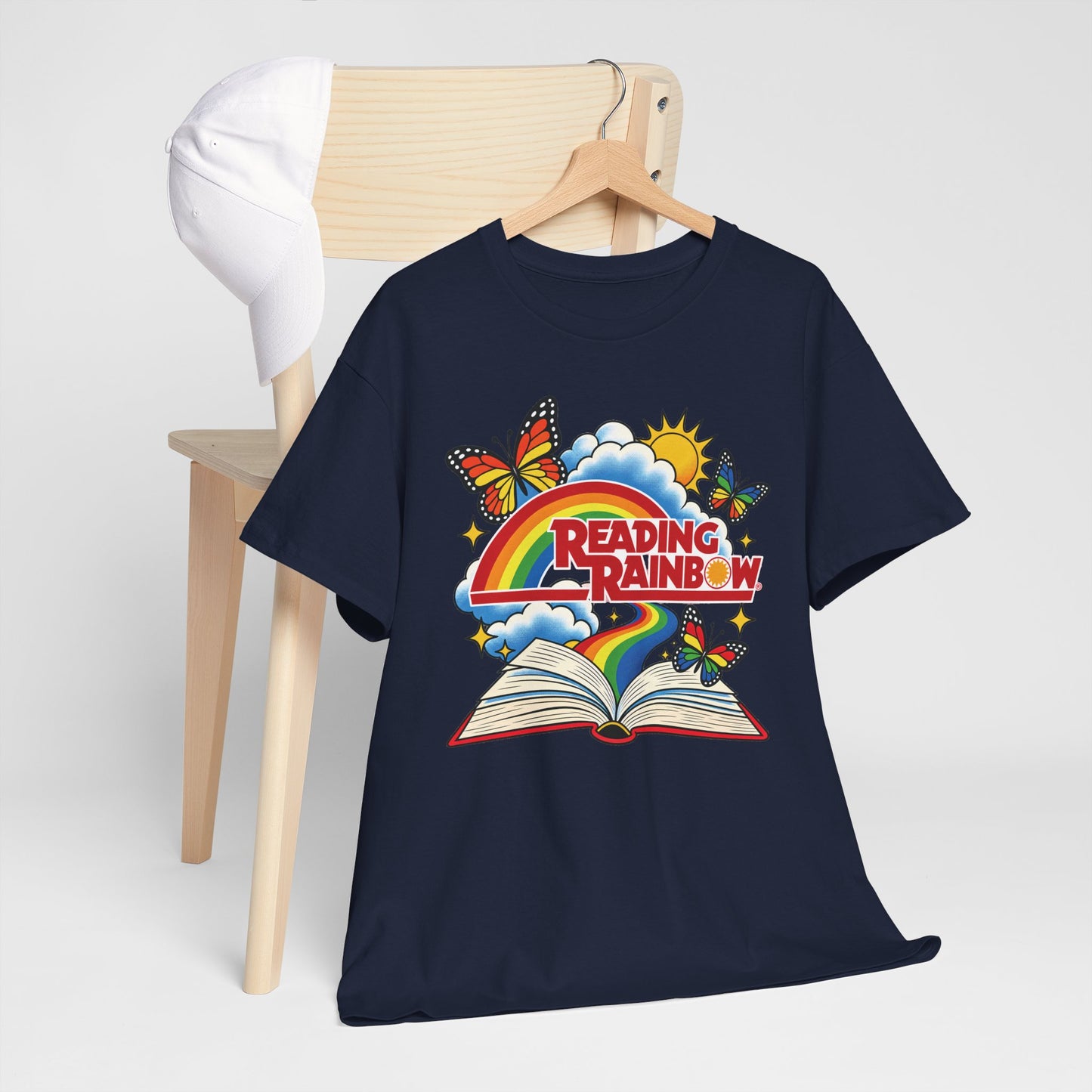 Rainbow & Butterflies Retro Book Graphic Tee