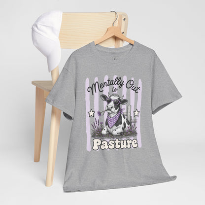 Mentally Out to Pasture Retro Cow Graphic Tee