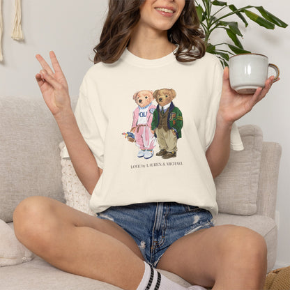 Personalized Couples T-Shirt — Custom Teddy Bear Graphic Tee | Gift for Him & Her