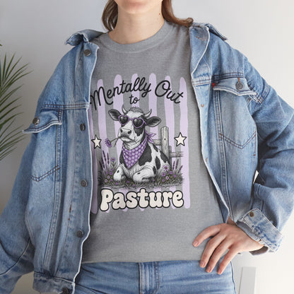 Mentally Out to Pasture Retro Cow Graphic Tee
