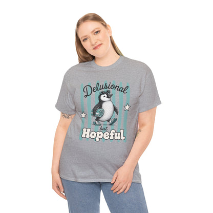 Delusional But Hopeful Retro Penguin Graphic Tee