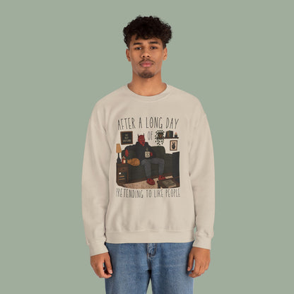 “After a Long Day of Pretending to Like People” Cozy Introvert Sweatshirt