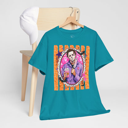 Halloween Michael Myers Portrait Tee — Colorful Spooky Horror Shirt