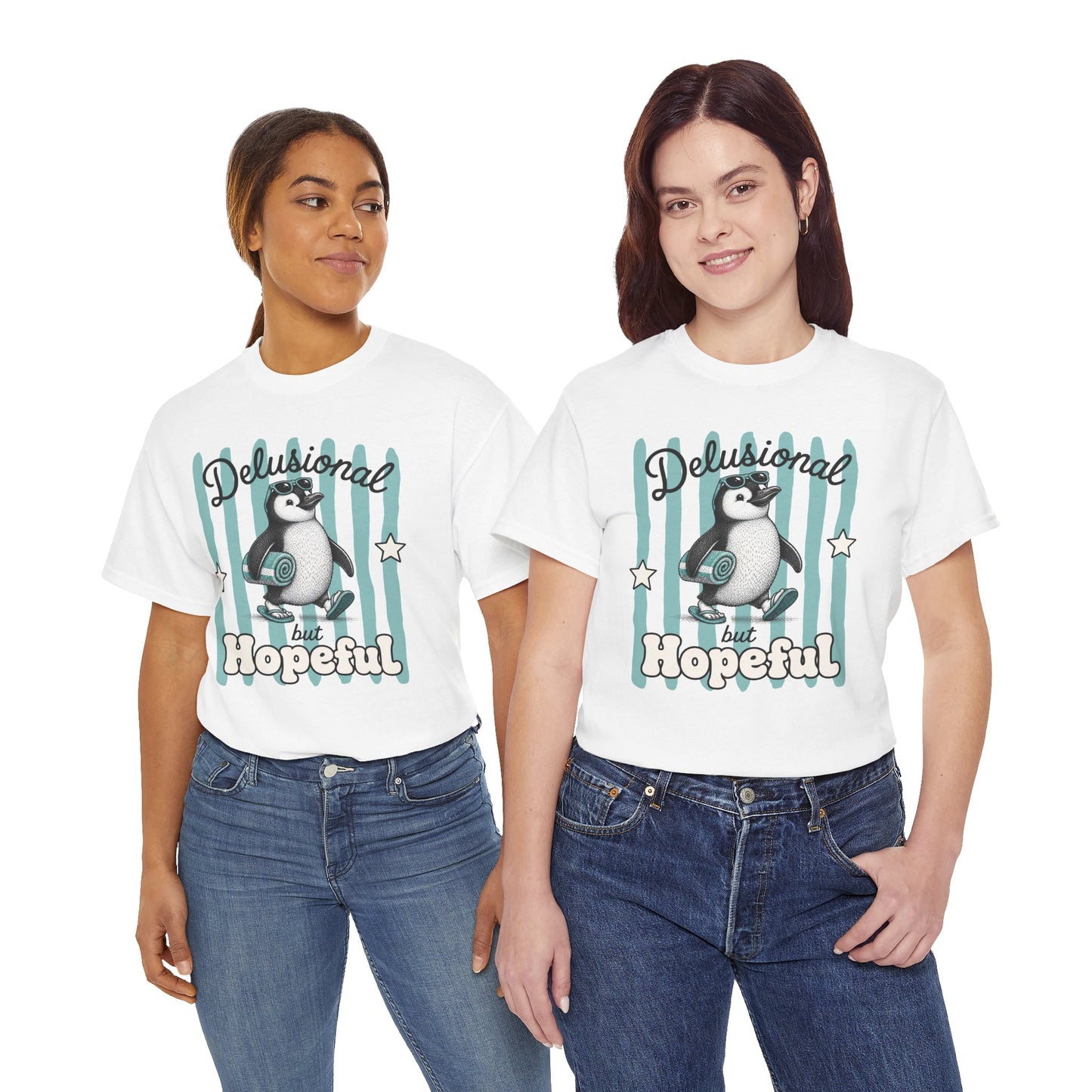 Delusional But Hopeful Retro Penguin Graphic Tee