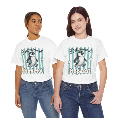 Delusional But Hopeful Retro Penguin Graphic Tee