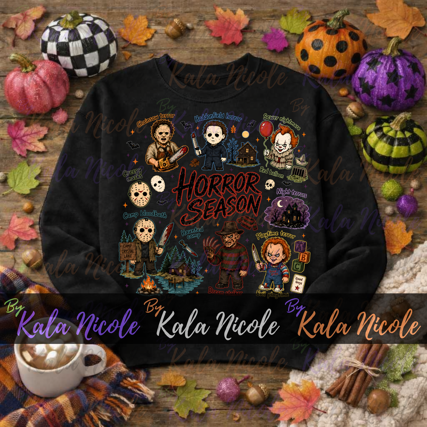 Horror Season Doodle PNG Bundle | Trendy Halloween PNG | Horror Movie Clipart (Digital Download)