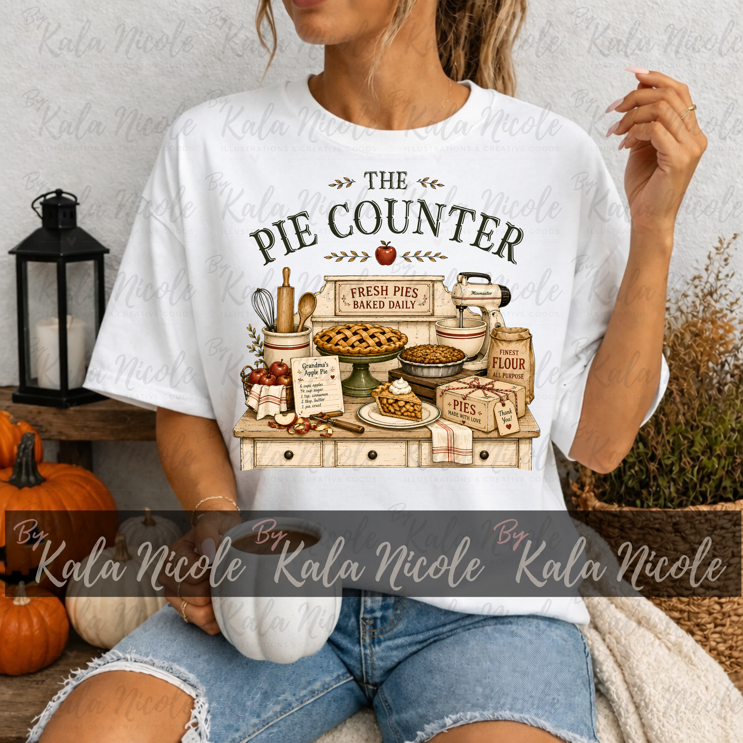 The Pie Counter PNG | Baker PNG | Vintage Country Fall Clipart (Digital Download)