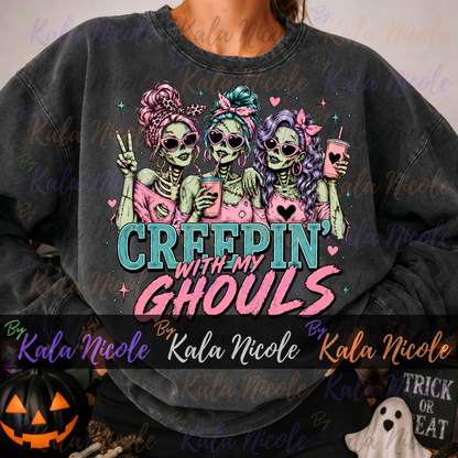 Creepin' With My Ghouls PNG | Trendy Halloween PNG | Fall PNG | Cute Zombie Clipart (Digital Download)