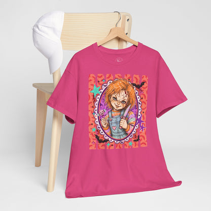 Chucky Portrait Tee — Colorful Spooky Horror Shirt