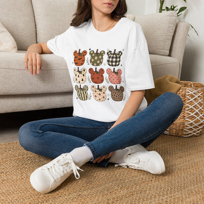 Mickey Pumpkin Patch Tee — Cute Plaid & Floral Halloween T-Shirt