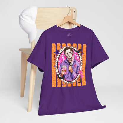 Halloween Michael Myers Portrait Tee — Colorful Spooky Horror Shirt