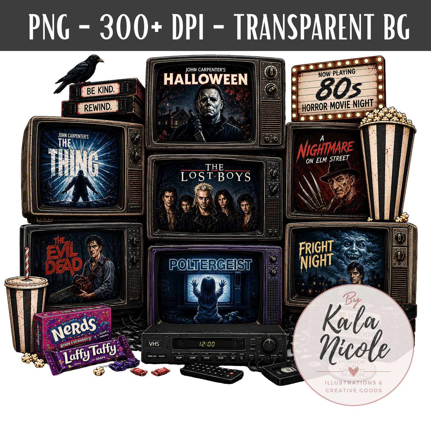 80s Horror Movie Night PNG Vol. 2