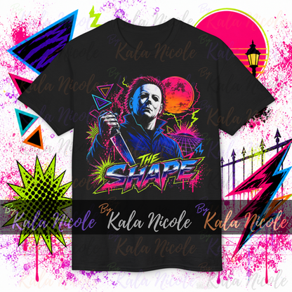 80s Neon Horror PNG | White Mask Slasher PNG
