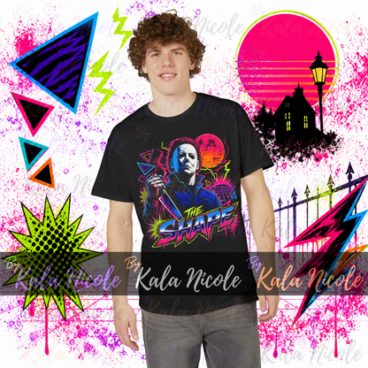 80s Neon Horror PNG | White Mask Slasher PNG