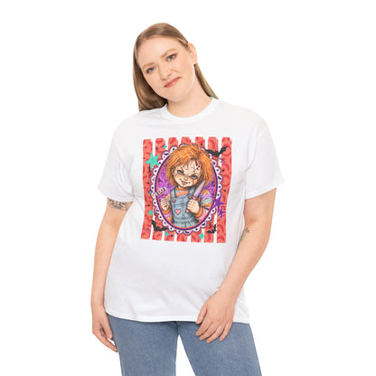 Chucky Portrait Tee — Colorful Spooky Horror Shirt