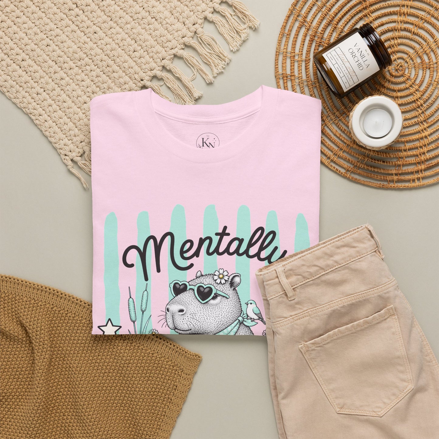 Mentally Floating Retro Capybara Graphic Tee