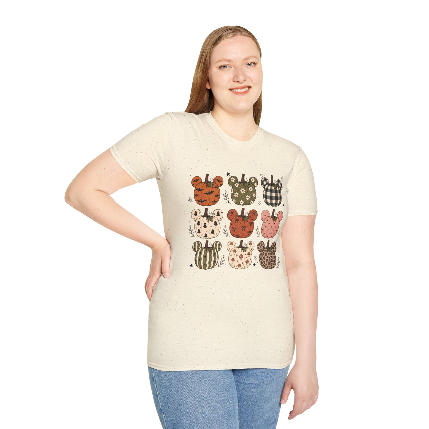 Mickey Pumpkin Patch Tee — Cute Plaid & Floral Halloween T-Shirt