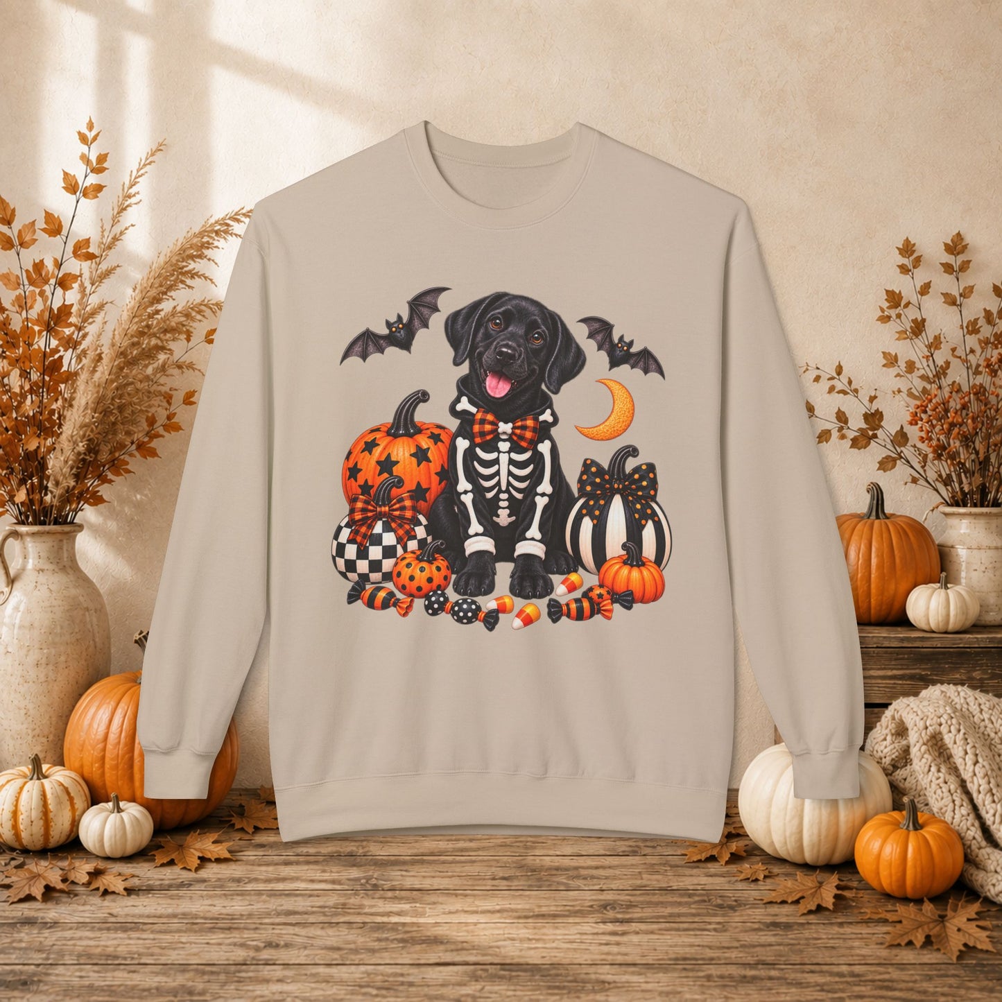 Black Lab Skeleton Halloween Sweatshirt