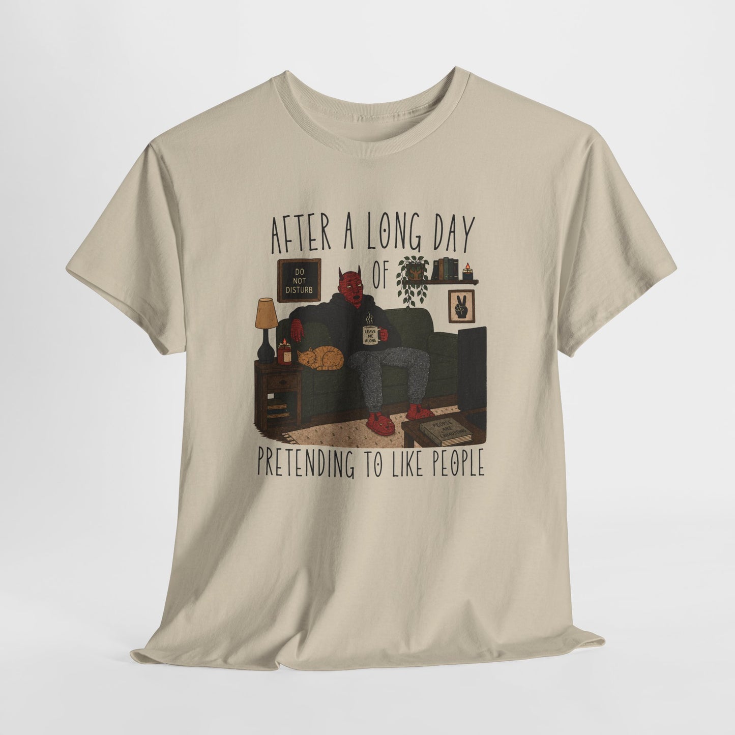 Introvert Humor T-Shirt — "After a Long Day of Pretending to Like People" Graphic Tee