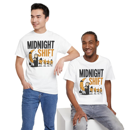 Midnight Shift Pop Art Tee — Moon & Stars 'Clocking In' Night Tee