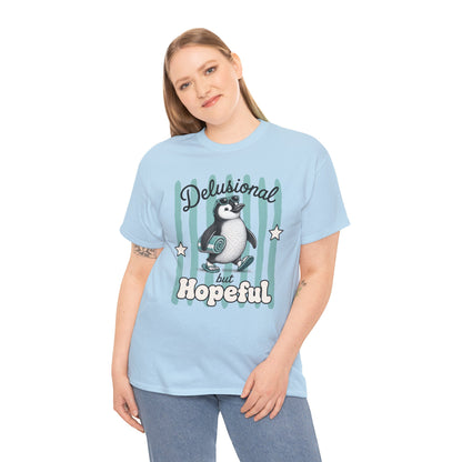 Delusional But Hopeful Retro Penguin Graphic Tee