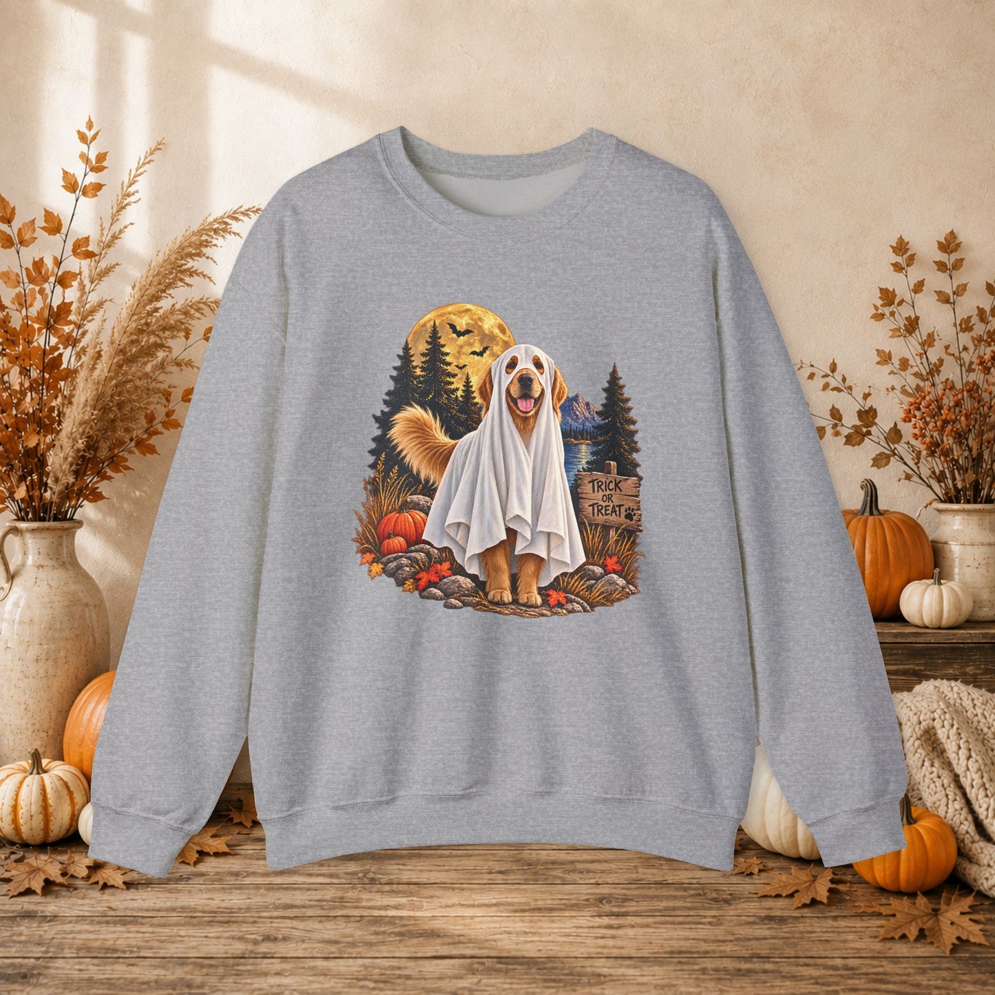 Golden Retriever Ghost Halloween Sweatshirt