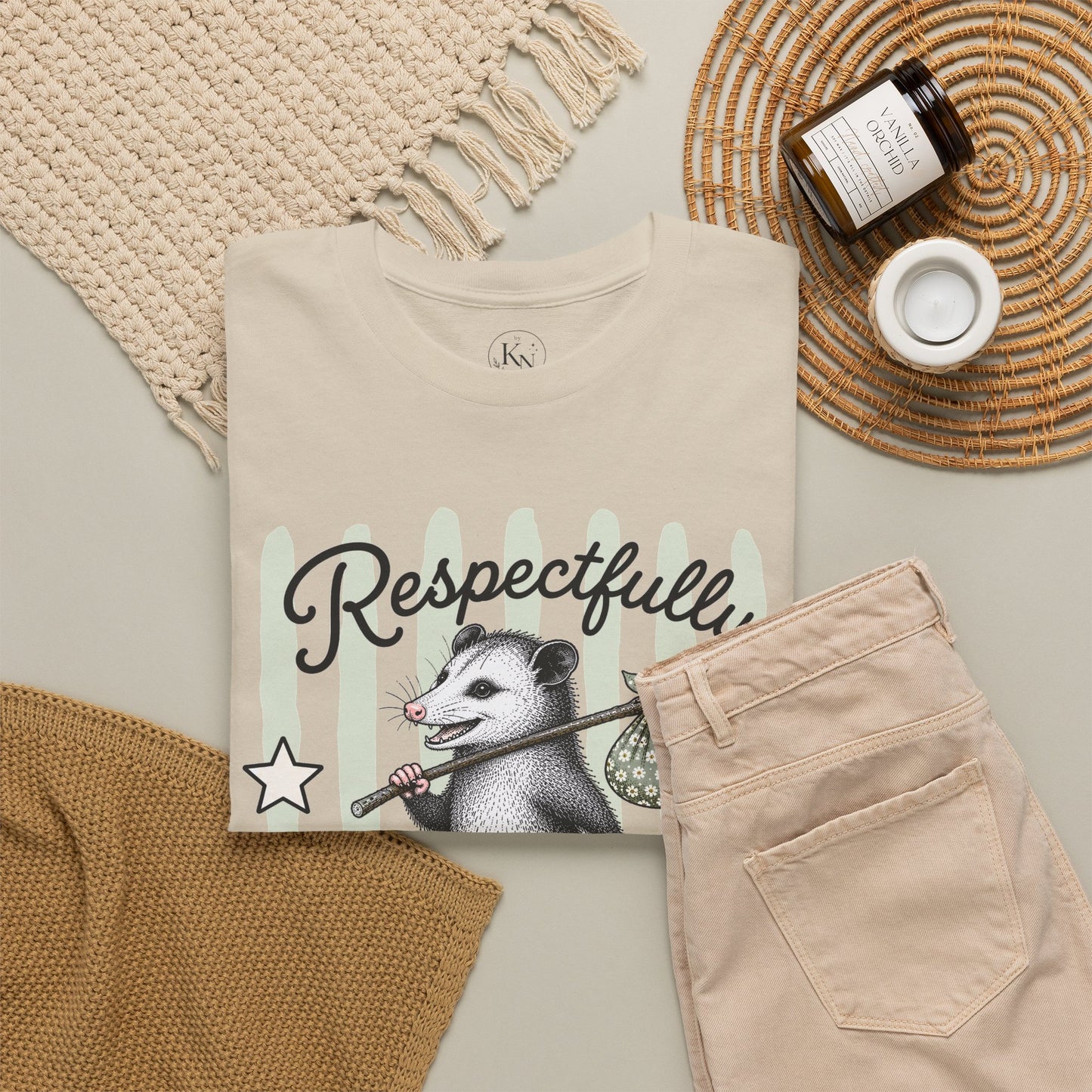 Respectfully Feral Retro Possum Graphic Tee