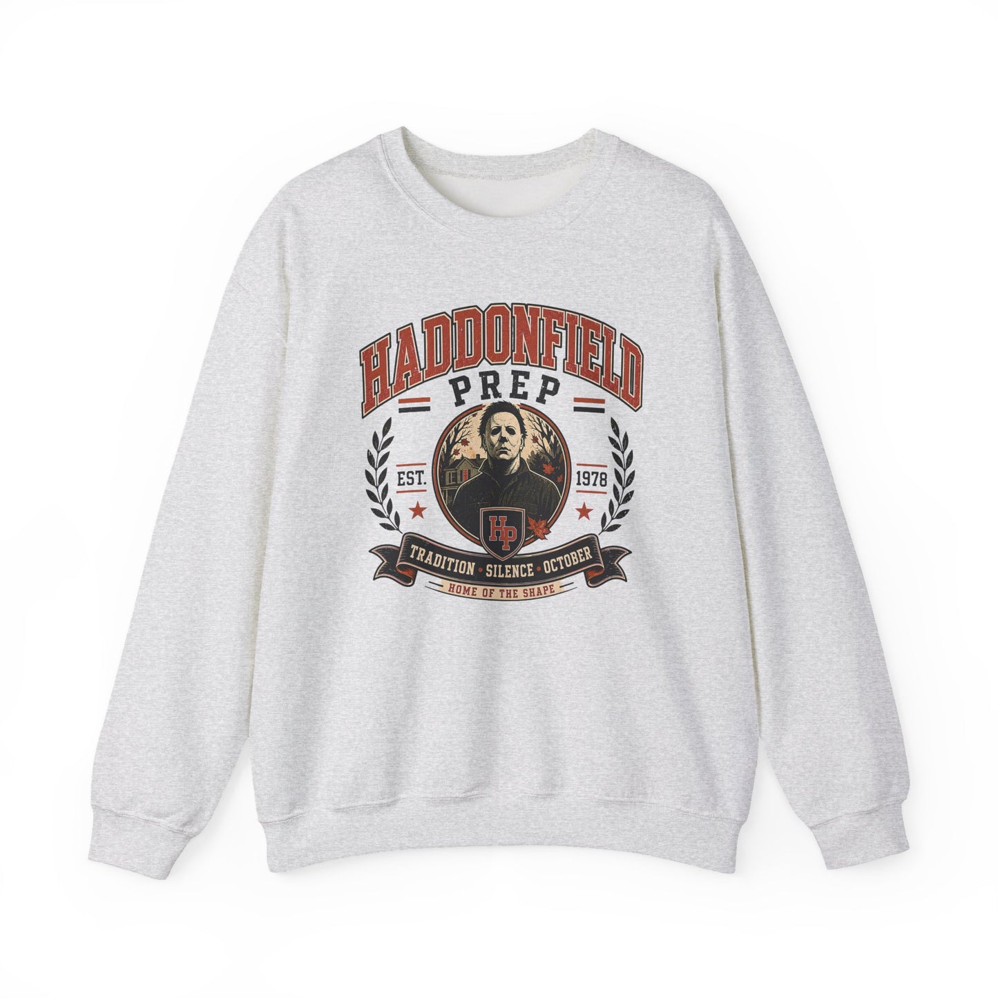 Haddonfield Prep Crewneck Sweatshirt — Retro Horror School Logo