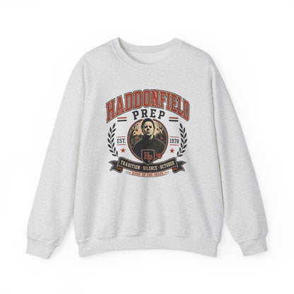 Haddonfield Prep Crewneck Sweatshirt — Retro Horror School Logo