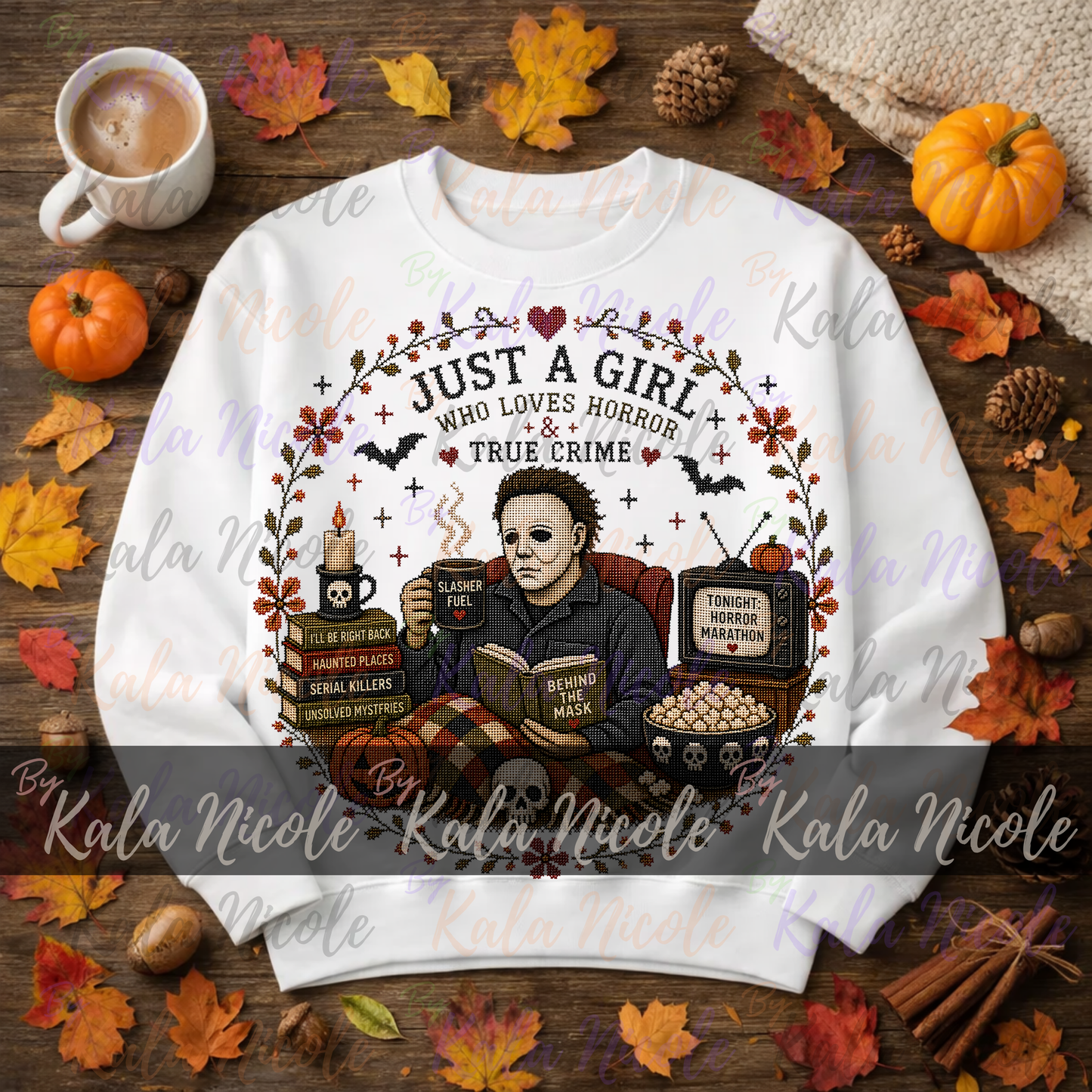 Horror Movie Cross-Stitch PNG | Michael Myers Just a Girl