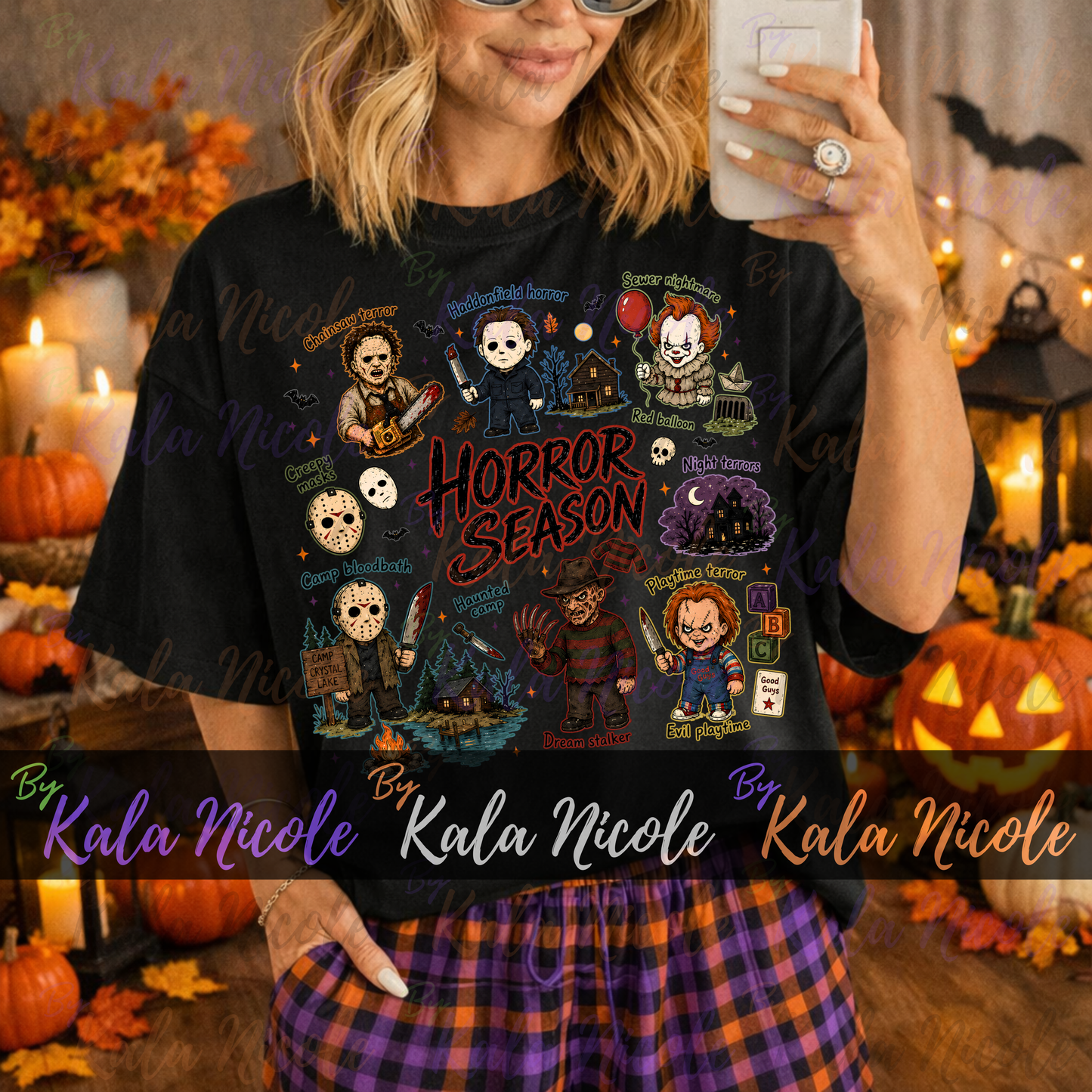 Horror Season Doodle PNG Bundle | Trendy Halloween PNG | Horror Movie Clipart (Digital Download)