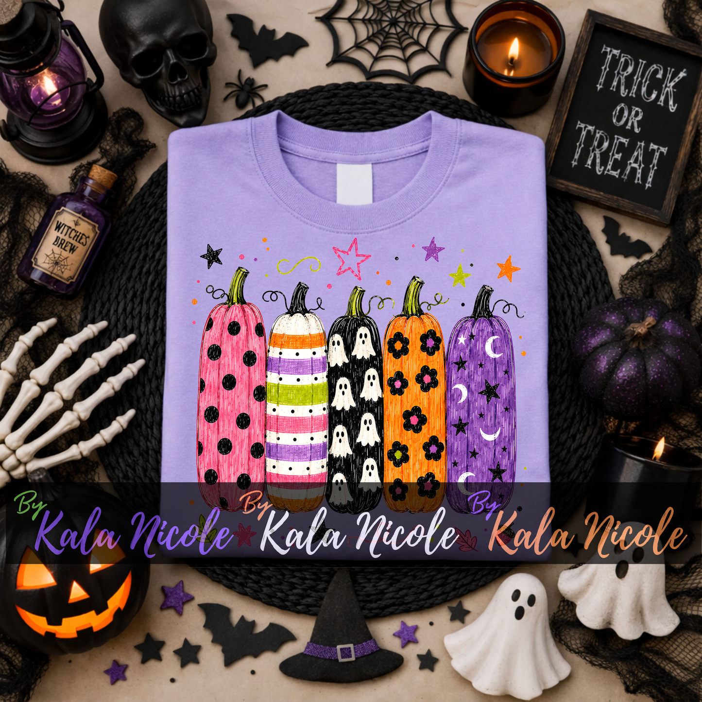 Trendy Pumpkins PNG Bundle | Fall Halloween PNG | Patterned Pumpkin Clipart (Digital Download)