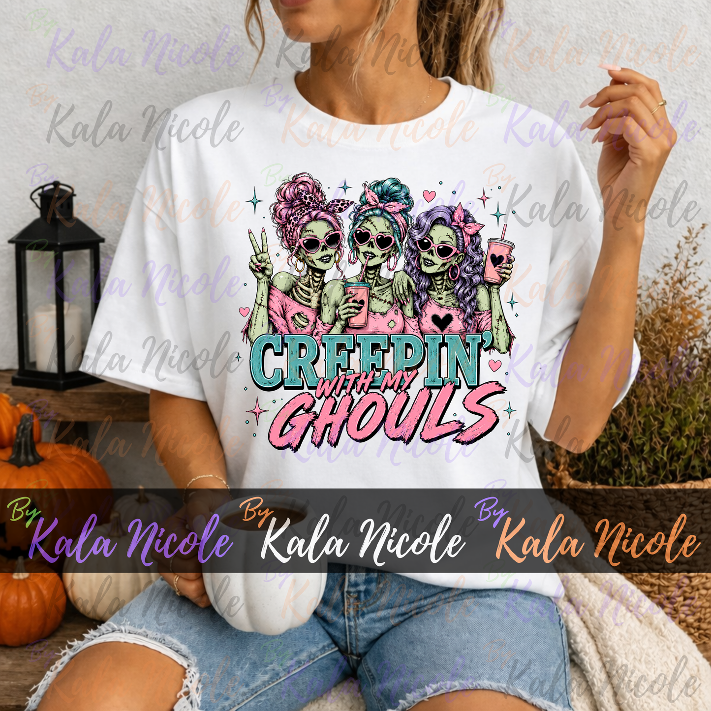 Creepin' With My Ghouls PNG | Trendy Halloween PNG | Fall PNG | Cute Zombie Clipart (Digital Download)